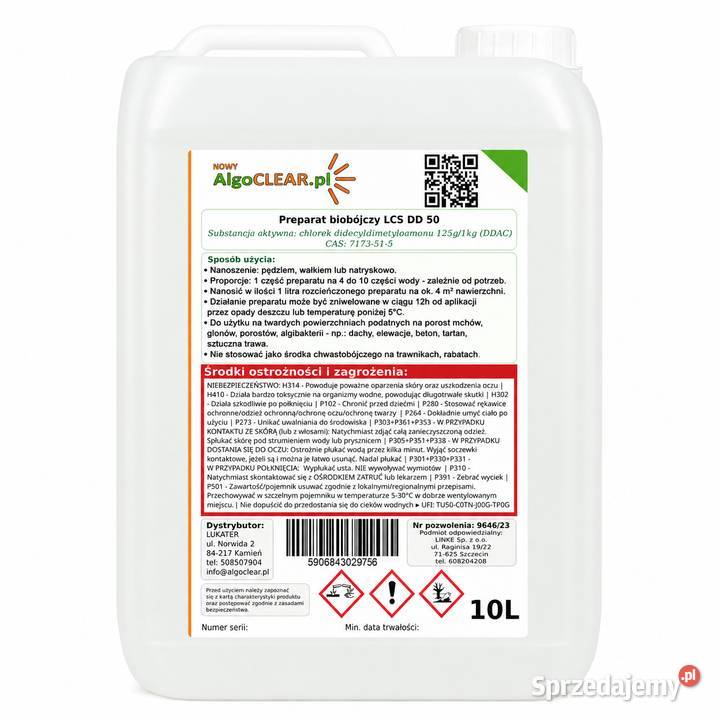 AlgoCLEAR 10L preparat na glony mech i porosty Szemud