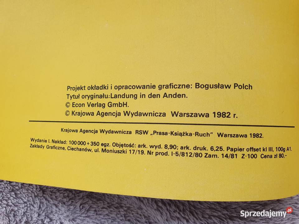 Lądowanie w Andach wydanie 1 1982 stan Rok wydania 1982 pomorskie Gdynia
