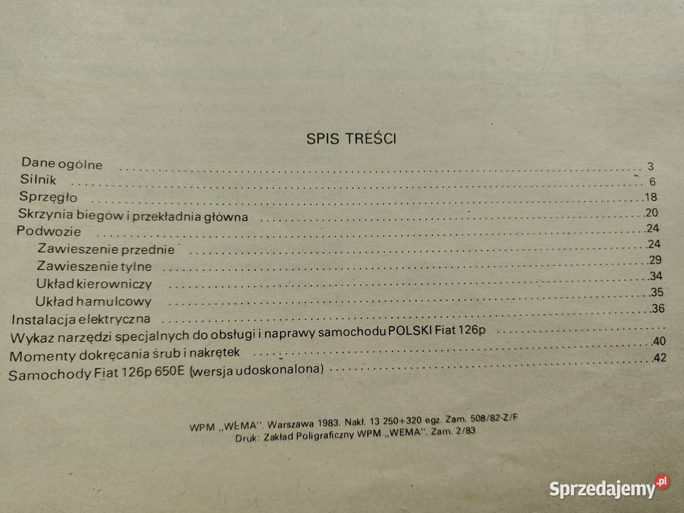 Fiat 126p Naprawa i obsługa Instrukcja 1983 Wińsko