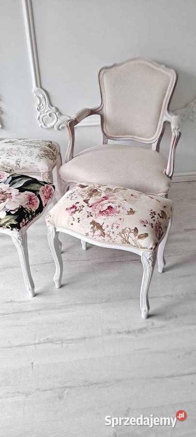 Stylowa pufa podnóżek stołek róża kwiaty Schabby 47cm Szczecin