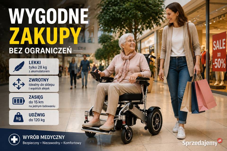 Elektryczny wózek lekki i składany Możliwość Sprzęt rehabilitacyjny i ortopedyczny sprzedam