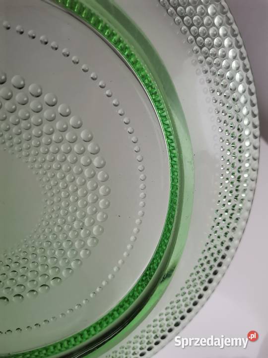 Stara zielona patera talerz szkło Art Deco śląskie Katowice