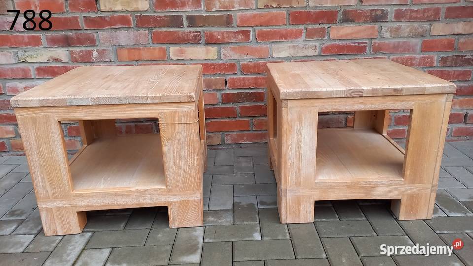 Stolik drewniany kawowy kwadratowy z półką 2 55.5cm Stoliki kawowe i ławy Gawroniec