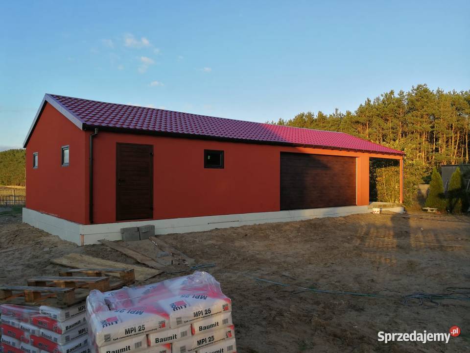 Garaż z wiatą na zgłoszenie tynkowany blaszany Wrocław