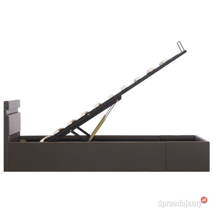 Rama łóżka z podnośnikiem i LED szara ekoskóra 212cm mazowieckie Warszawa
