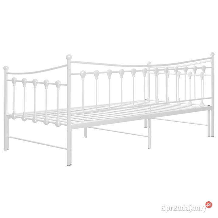 Sofa z wysuwaną ramą łóżka biała metalowa 90x200 Warszawa