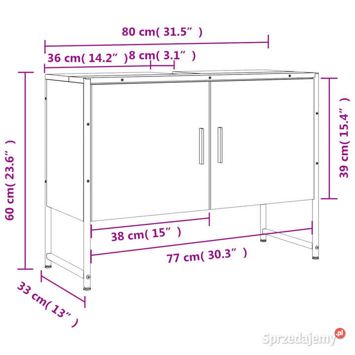Szafka pod umywalkę dąb sonoma 80x33x60 WM842462 Warszawa