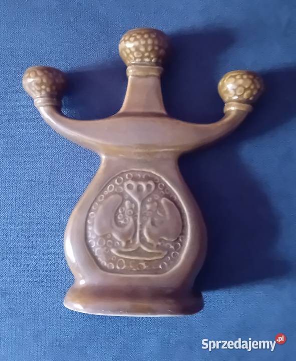 Trójramienny świecznik ceramiczny Bochnia PRL Koźminek