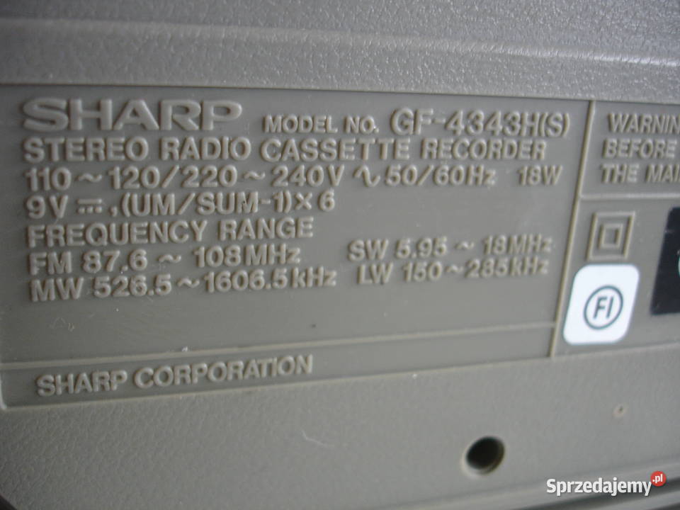 Radiomagnetofon SHARP GF4343 Zielona Góra