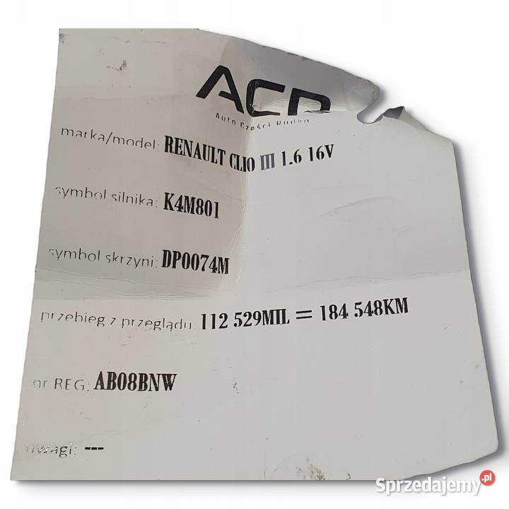 ROZRUSZNIK Renault Clio III 16 16V Układ elektryczny silnika Części samochodowe Chełm sprzedam