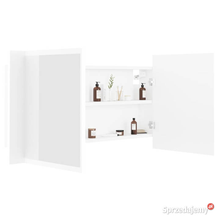 Szafka łazienkowa z lustrem i LED biała 90x12x45 Łazienkowe Warszawa