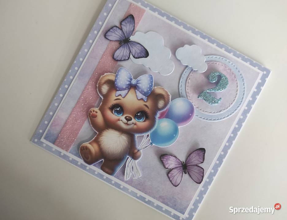 Kartka ręcznie robiona na urodziny roczek z łódzkie Łódź