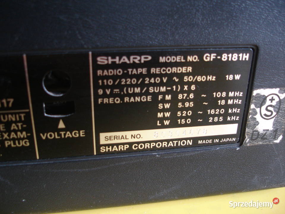 Radiomagnetofon SHARP GF8181 lubuskie Zielona Góra