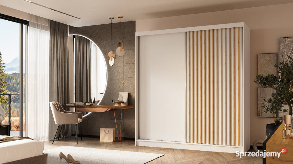 Duża szafa sypialniana 200 z lamelami Szafy i garderoby Sosnowiec