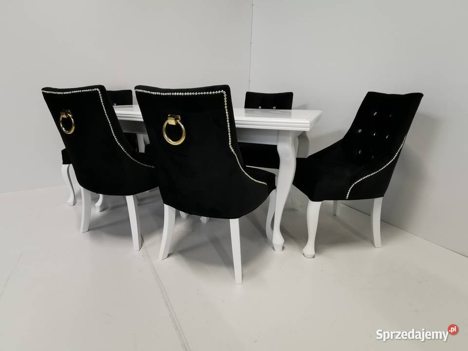 Piękne krzesło z kryształkami BARI BLACK tapicerowane