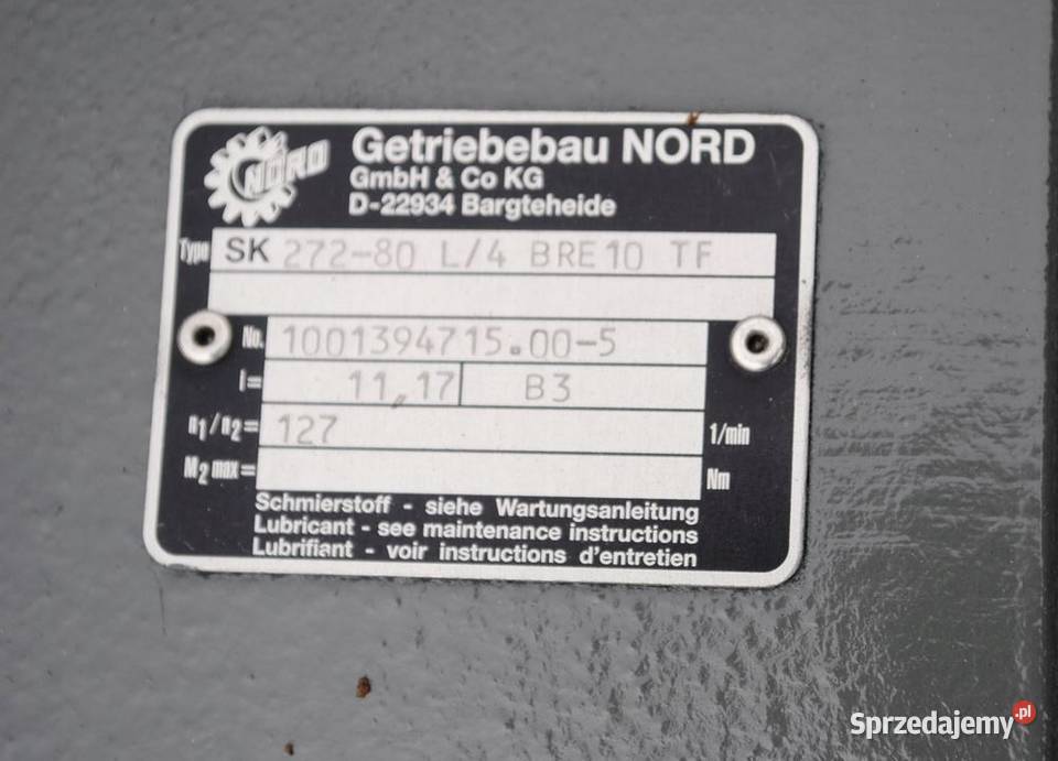 Motoreduktor 075kw 127obrmin Firmy NORD Pozostałe Kargowa