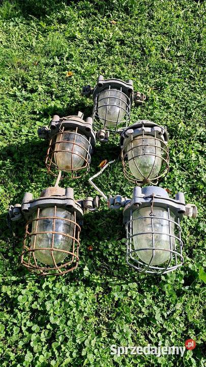 Zestaw 5 lamp PRL Vintage industrialne loft Świecie sprzedam