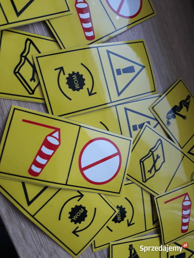 Naklejki na maszyny ostrzegawcze piktogramy