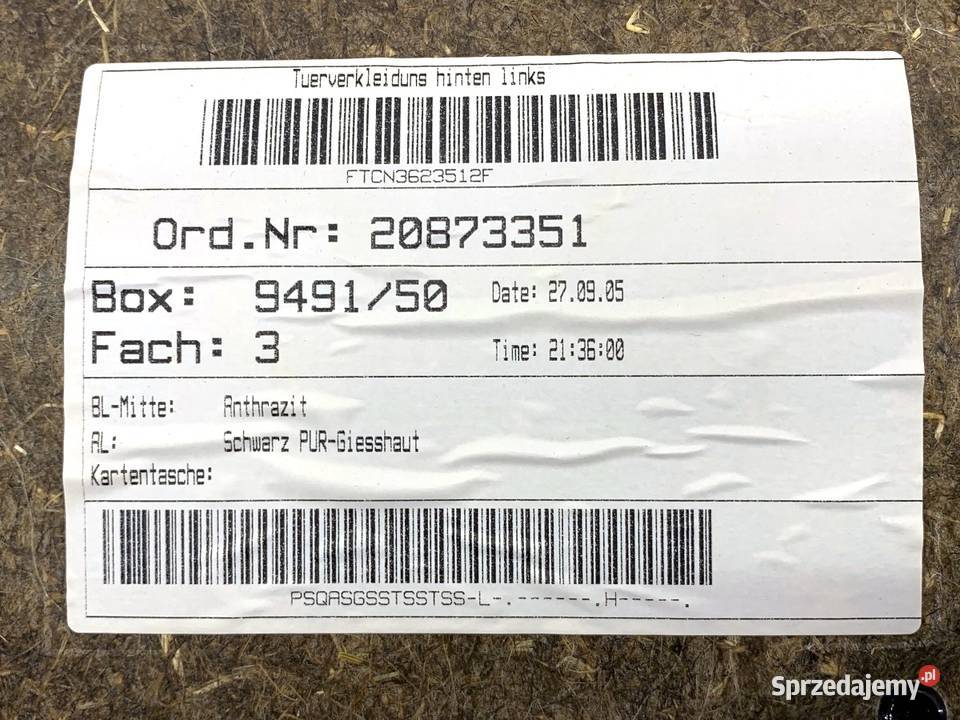 BOCZEK DRZWI LEWY TYŁ BMW E60 Hatchback 0310