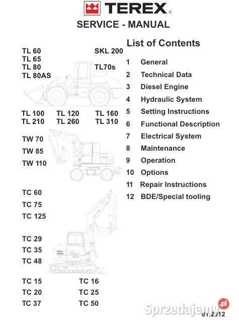 TEREX TC20 TC37 TC16 TC25 TC50 instrukcja świętokrzyskie Kielce
