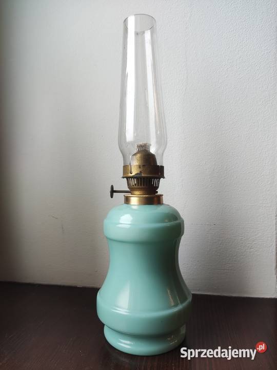 Szklana francuska stara lampa naftowa 3 Antyki Kraków