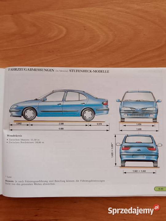 Renault Megane 1 1997 r książka obsługi osobowe