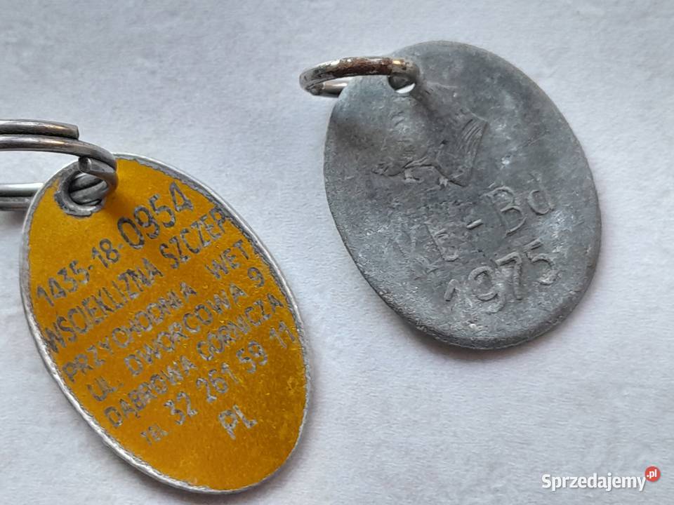 Dwie stare zawieszki psa ze szczepienia Dąbrowa Górnicza sprzedam