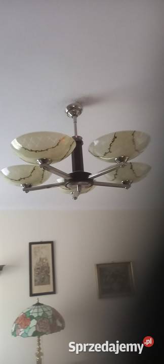 Pięcioramienny żyrandol w stylu Art Deco z Skierniewice