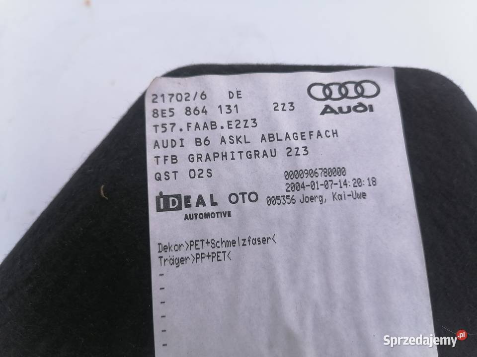 Audi A4 B6 B7 wkładka bagażnika schowek lewy tył Szczerbice sprzedam