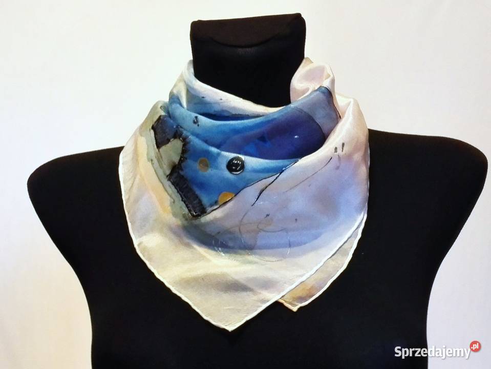 Apaszka jedwabna ręcznie malowana ptSłonie Katowice