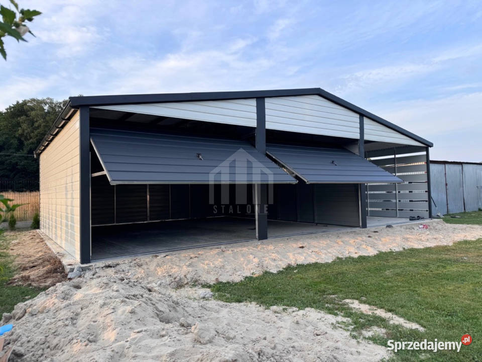 Garaż blaszany 6x5m wiata 3m 2x brama okno dach Nowy Tomyśl