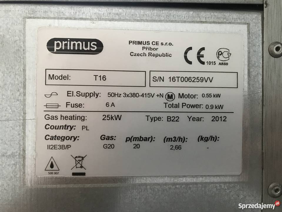 SUSZARKA PRZEMYSŁOWA GAZOWA PRIMUS T16 Masłów Pierwszy