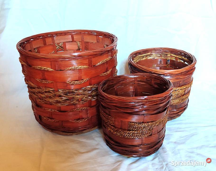 Zestaw plecionych doniczek osłonek kosz pomorskie Gdańsk