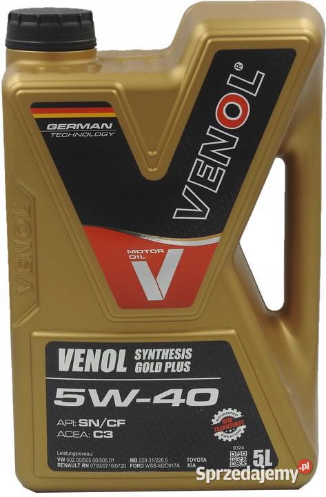 Olej VENOL SYNTHESIS GOLD PLUS SN CF 5W40 5L C3 Sieradz