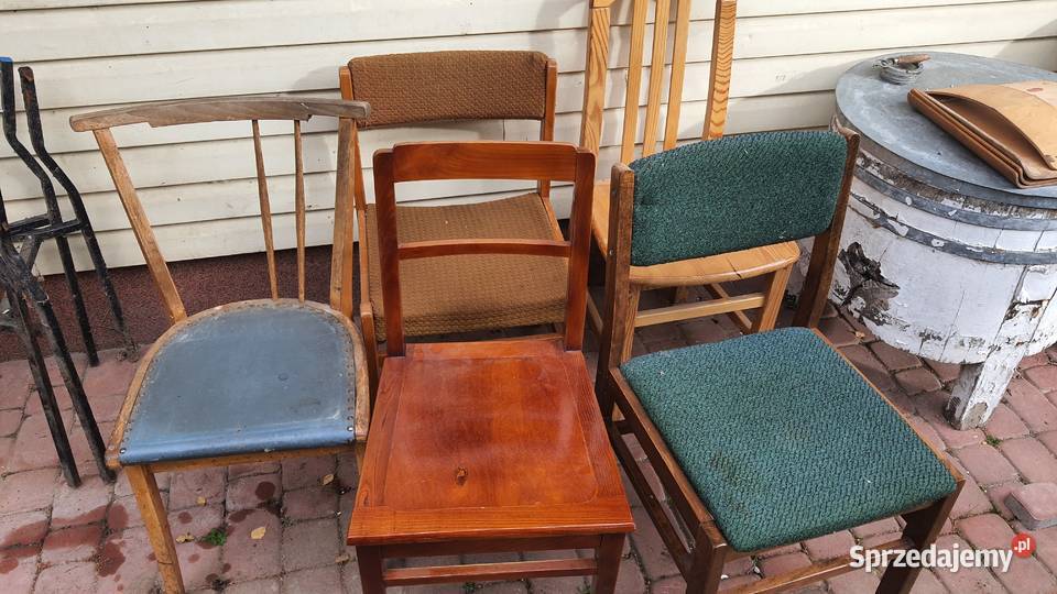 Krzesła drewniane PRL 5 zestaw Lublin sprzedam