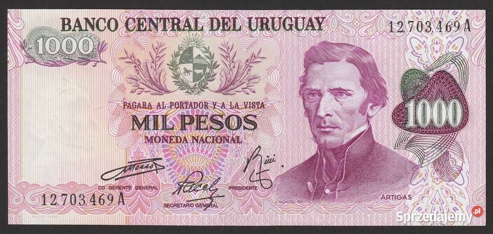 Urugwaj 1000 pesos 1974 stan bankowy UNC Andrespol
