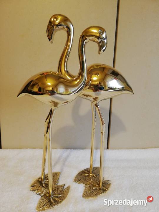 Para Flamingów mosiądz rękodzieło lata 60te Dąbrowa Górnicza sprzedam