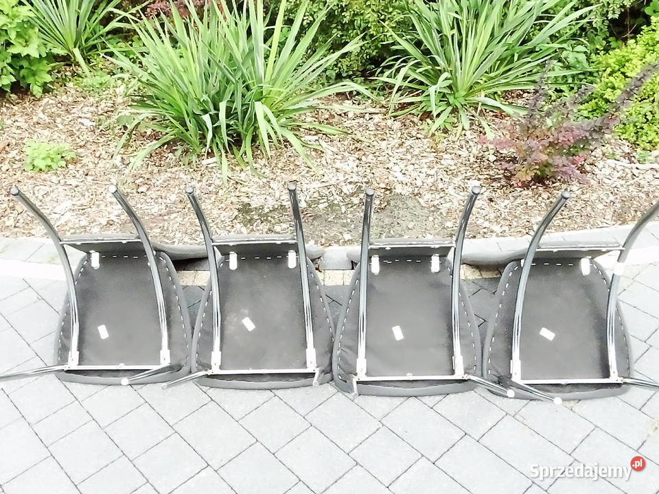 Krzesła 4 kolor grafit stal nierdzewna niklowana lubelskie Biłgoraj sprzedam