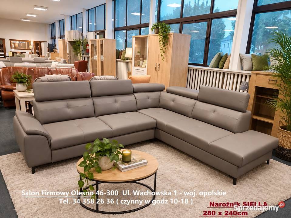 Nowy Narożnik SIELLA Skóra Naturalna Kolor MOCCA Dom i Ogród