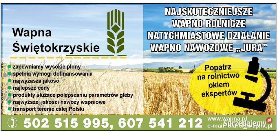 WAPNO Nawozowe Węglanowe Magnezowe Tlenkowe Cała wielkopolskie Gostyń