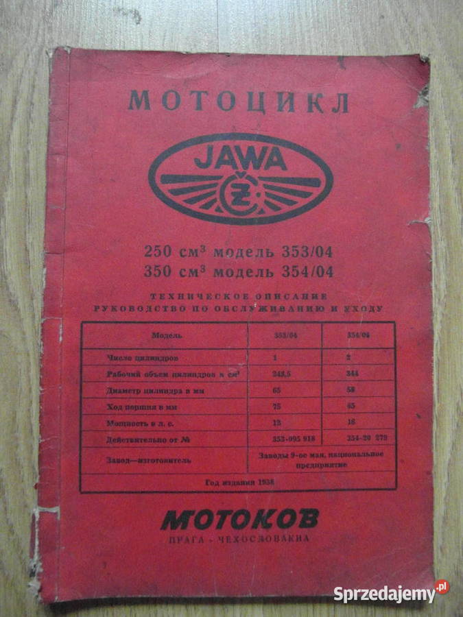 jawa 350 jawa 354 jawa 250 model 353 instrukcja wielkopolskie Poznań