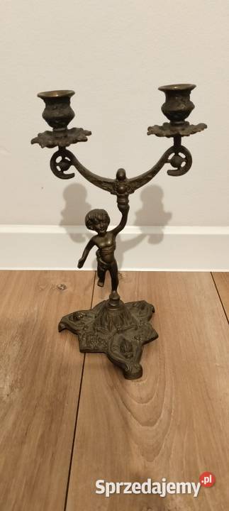 Mosiężny Świecznik Cherubinek Jasło