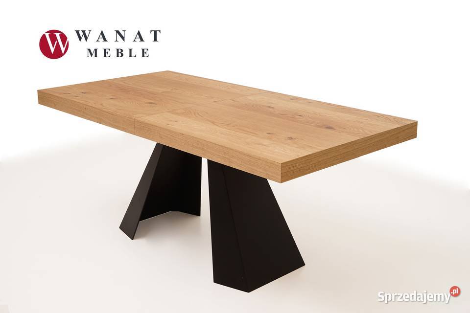 Stół Okleina Dębowa Stopa Stal Czarny Mat 180x90 180cm Katowice