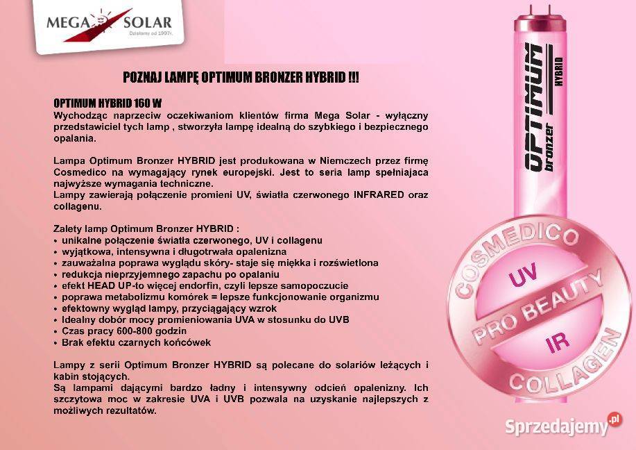 LAMPA UV HYBRYDA 160 WCOSMEDICO OPTIMUM BRONZER Płock