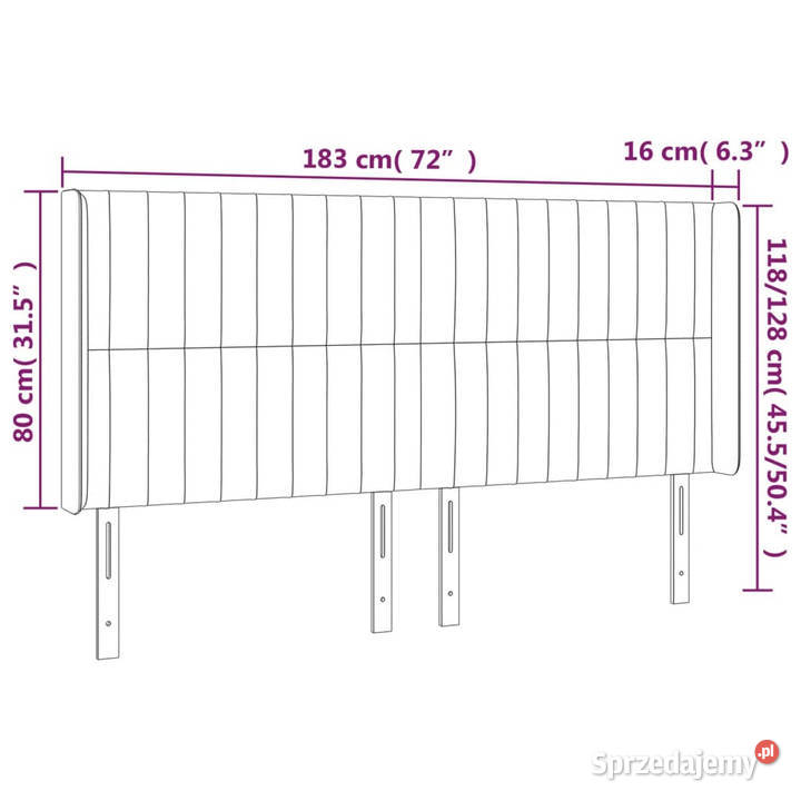 Zagłówek do łóżka z LED różowy 183x16x118128 Warszawa
