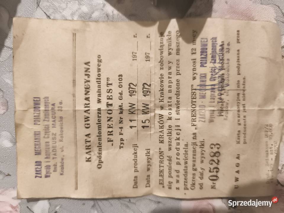 opóźnieniomierz wahadłowy Frenotest Braniewo