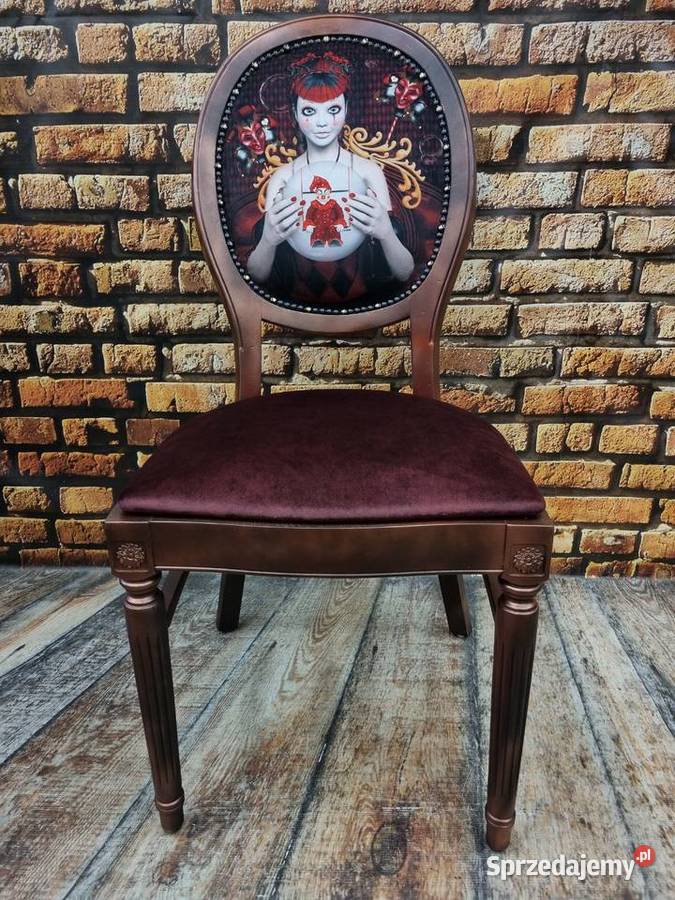 Krzesło glamour, dziewczyna z klownem, krzesło dekoracyjne