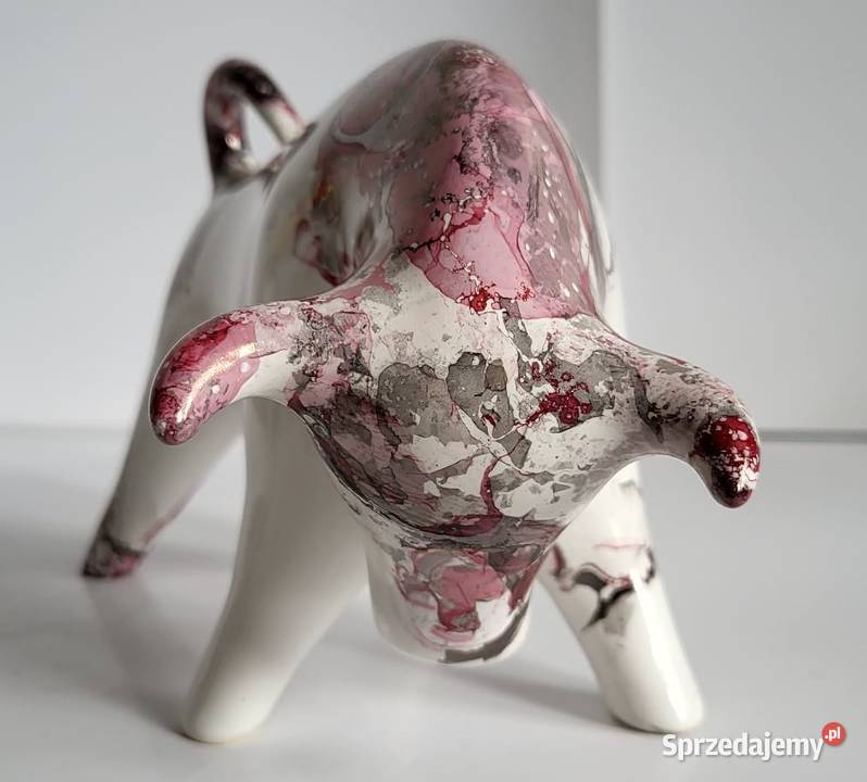 Figurka Byczek ceramiczny ręcznie malowany BYK Sierakowice