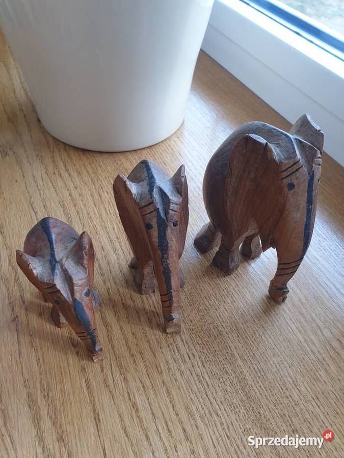 Figurka drewno słoń 3 Antyki, Sztuka, Kolekcje Radom