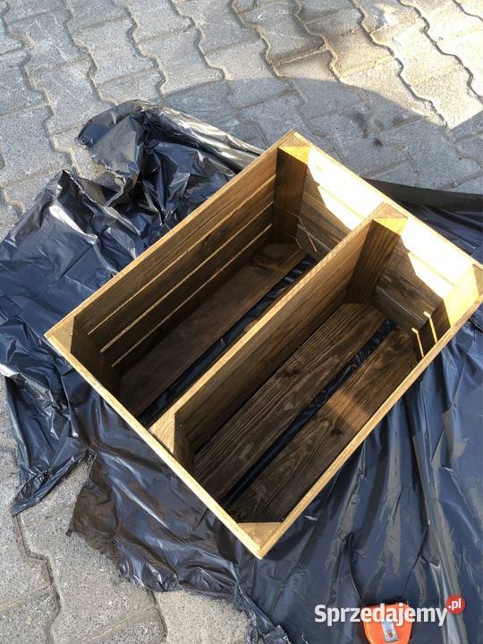 Drewniana skrzynka regał handmade rustykalny Poznań sprzedam